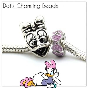 Disney Daisy Duck Pink Bow European Bead Charms